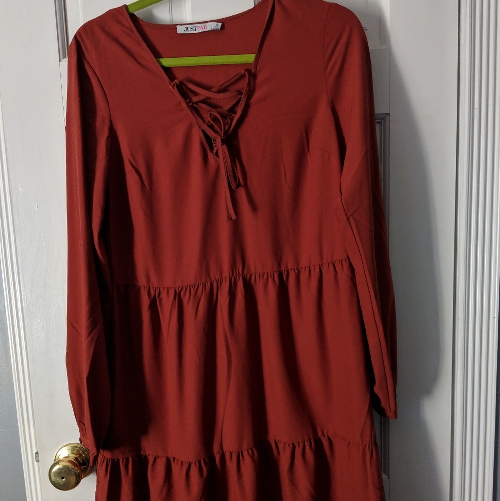 Rust-colored, JustFab - Boho Dress NWT